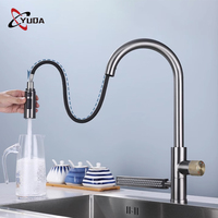 Robinets d'évier de cuisine à une poignée en acier inoxydable 304 Robinet d'évier de cuisine commercial avec pulvérisateur extractible