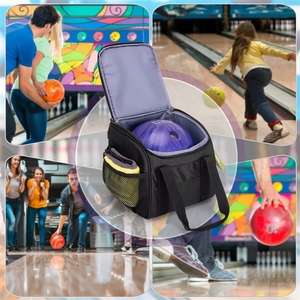 Padded Handle Premium Single Ball <b>Bowling</b> Tote Bag with Holder for Indoor Sports lunch bag - Product Image 6
