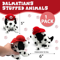 Peluche Dalmatien Personnalisée Douce et Rembourrée avec Chapeau de Pompier, 6 Pouces, Petit Animal de Compagnie Réaliste pour Anniversaire d'Enfants, Jouets Mini Chiens