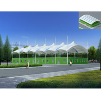 Auvent en membrane haute résistance PVDF1050, tissu anti-UV, toit sportif pour terrain de pickleball aux Philippines, protection contre le soleil et la pluie