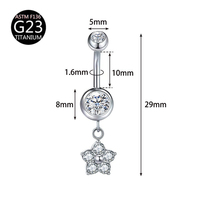 Bijoux de piercing pour nombril en titane G23, style mode, avec zircone cubique et diamant flottant
