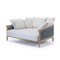 Ensemble de meubles de jardin de luxe tout temps en teck et rotin, résistant à l'eau, pour véranda et patio extérieur
