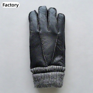 <span class=keywords><strong>Gants</strong></span> d'hiver pour femmes en cuir de mouton, coupe-vent, à doigts entiers, pour activités de plein air - Product Image 2