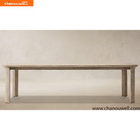 Ensemble de salle à manger d'extérieur en teck, table rectangulaire de patio avec chaises à accoudoirs et chaises latérales pour jardin de villa - Vente chaude