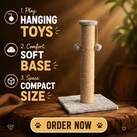 Poteau à gratter pour chat en sisal avec jouet boule en peluche, poteau à gratter pour chat en corde personnalisé, base carrée robuste, arbre à chat en gros