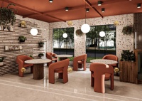 Design d'intérieur moderne et simple pour le café Concept de comptoir de bar de restaurant personnalisé Ensemble meubles de table de restaurant de fantaisie
