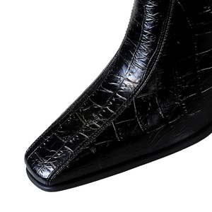 566-NW1 Alla Moda e sexy club tacco ultra tacco alto quadrato di brevetto pelle di serpente pelle di avvio alla caviglia - Product Image 3