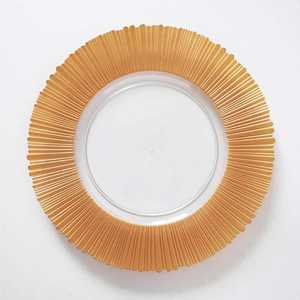 Assiettes de présentation florales personnalisables élégantes, transparentes et à bords dorés, effet miroir poli, pour mariages et banquets - Sous-assiettes de service haut de gamme - Product Image 2