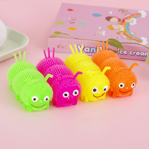 Jincan Novelty Light Toy Hot Selling Unisex Flash Vent Elastic Ball Caterpillar Design Square Squeeze Plastic Toys for Kids - Product Image 3