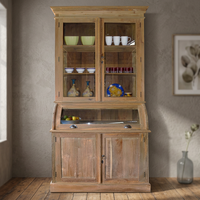 Armoire d'exposition en bois de teck, mobilier incliné style néerlandais