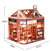 Kit de maison miniature éducatif DIY IIECREATE, maison de poupée K-1073, librairie, puzzles en bois 3D, jouet miniature fait main, échelle 1:24