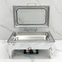 9L Rechteckiger Hydraulischer Catering-Buffet-Wärmer mit Marmormuster Chafing Dish Buffet-Speisenwärmer für Hotel Restaurant Hochzeit Party