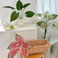 Feuilles de Caladium Artificielles Imprimées en 3D Effet Réel, Grandes Plantes Tropicales Simulées pour la Décoration de la Maison, des Mariages, des Fêtes et des Bureaux