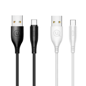 USAMS fabrika fiyat en çok satan U18 tipi kablo 5V 2A PVC yuvarlak şekil USB hızlı şarj USB C veri şarj cihazı kablosu