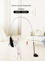 Novayapetix Baguette à plumes pour chat à ventouse puissante, écologique, pour jeu autonome mains libres, jouet interactif détachable pour chaton