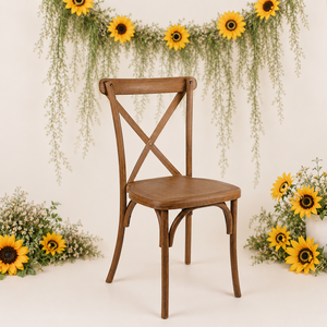 Modern Adjustable Durable Strong Outdoor Resin Crossback Chair <b>Chestnut</b> Weather Resistant Stylish Seating for Patios Gardens - Product Image 1