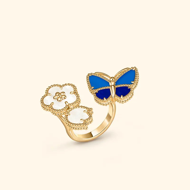 Gold and Blue Butterfly Ring
