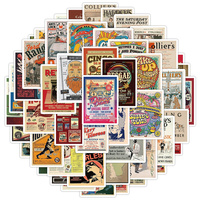 Lot de 50 autocollants vinyle imperméables style rétro américain pour bouteilles d'eau, graffitis et décorations informatiques – Art mural rétro en gros