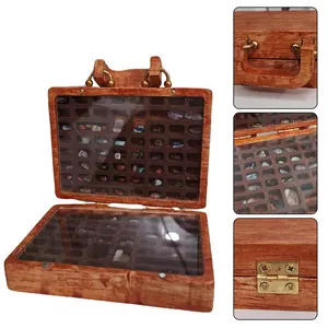 Décoration en cristal boîte en bois cristal minéral naturel cristal fossile pierre écrasée spécimen Collection boîte cadeau