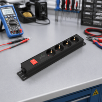 Barre d'alimentation Schuko 4 prises, montage en rack, PDU avec double disjoncteur et protection contre les surtensions SPD, 220V 16A AC, alliage d'aluminium