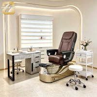 Table à ongles avec collecteur de poussière intégré, surface en marbre, bureau de manucure avec 4 tiroirs de rangement pour salon de beauté