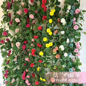 Guirnaldas de Rosas Artificiales de Ratán Francés de 180 cm de Altura, Simulación Realista, Decoraciones para Bodas, Accesorios para Interiores y Exteriores del Hogar - Product Image 1