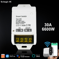 Module de relais Wi-Fi intelligent à 1 canal, interrupteur à distance, AC 85-265V 6600W 30A, récepteur RF433, minuterie, commande vocale, relais compatibles avec Alexa