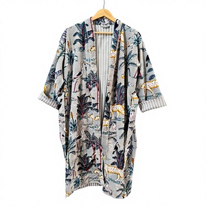 Robe longue pour femme à imprimé animal, sans col, manches trois quarts, tissée douce, vêtements de détente d'été, 100% velours - Product Image 1