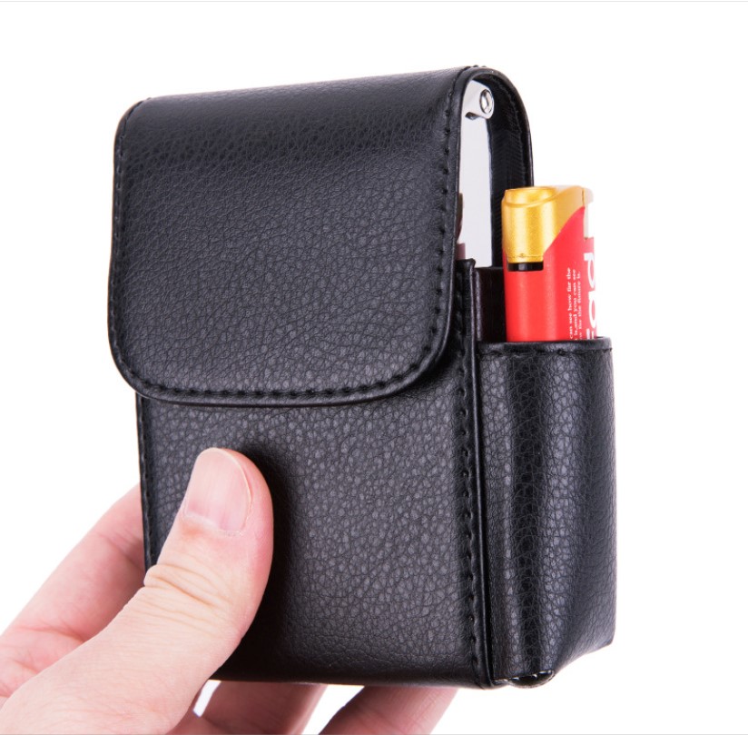 Cool custom leather cigarette case carrying cases storage box with steel frame for smoking pipes,lighter