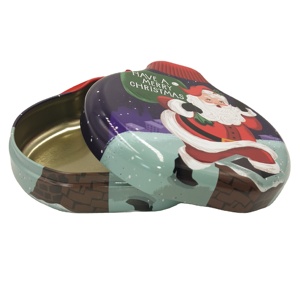 Emballage de cadeau de Noël Boîte en métal en étain Boîtes de conserve à cloche irrégulière en gros - Product Image 2