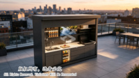 Cocina Exterior para Asados, Isla con Gabinetes Integrados de Acero Inoxidable, Resistente a la Intemperie, con Parrilla, Fregadero y Almacenamiento para Jardín, Patio o Terraza