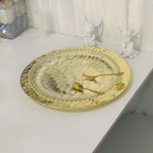 Piastre di ricarica d'oro tondo di plastica Reef piastra per piatti per la cena festa di nozze elegante decorazione <span class=keywords><strong>posto</strong></span> - Product Image 2