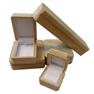 Özel bambu kapaklı kutu takı kolye yüzük küpe kapları saklama kutusu DIY ahşap el sanatları kutusu hediye