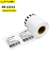 Rouleau d'étiquettes de film thermique continu Brother compatible DK-22212 62mm pour imprimante d'étiquettes Ql
