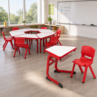 Ensemble de table et chaise trapézoïdale modulaire pour salle de classe collaborative, idéal pour les écoles et les maternelles aux Philippines (vente en gros)