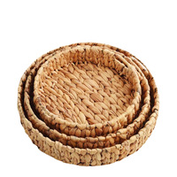 Lot de 3 paniers tissés pliables en rotin naturel écologique, style pastoral, plateaux peu profonds personnalisés pour service de fruits sur table