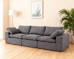 Chenille Fabric Upholstered <b>Sofa</b>, Oversized Comfy Cloud 3-Seater <b>Sofa</b> Couch, Double Plush Cushion for Living Room - Product Image 5