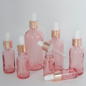 Flacons en verre rose doré portables de 5 ml, 10 ml, 20 ml, 30 ml pour huiles essentielles avec compte-gouttes et couvercles – Idéal pour les voyages - Product Image 1