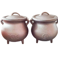 Grand pot en métal en forme de ventre Brûleur de chaudron magique du magicien WICCA Accessoires de cérémonie de sorcière Pot Décoration intérieure