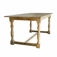 Table de ferme rectangulaire traditionnelle en bois massif avec pieds cannelés, style antique, pour usage extérieur en hôtel