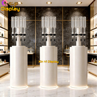 Gerobak Parfum Ramah Lingkungan dengan Cat Khusus, Stand Display Ritel Berlampu LED, Tabung Dispenser Kaca untuk Toko Parfum di Mal