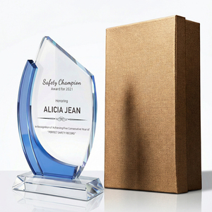Trophée en <span class=keywords><strong>cristal</strong></span> personnalisé en forme de voilier, plaque gravée sur mesure, écologique, moderne, poli, pour l'excellence et la leadership en entreprise - Product Image 6