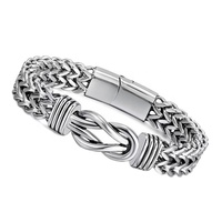 Bracelet punk pour homme en acier inoxydable, double chaîne, fermoir magnétique, bracelet cubain
