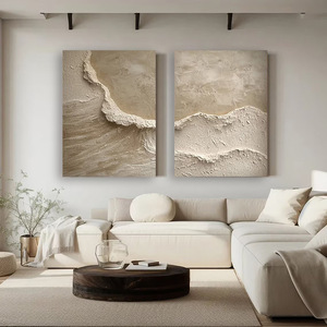 Trang trí nội thất Thủ Công Thạch cao hiện đại sóng biển bên bờ biển cảnh quan sơn dầu 3D kết cấu tường nghệ thuật - Product Image 1