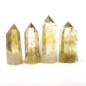 批发天然石水晶愈合晶体黄水晶点为能源