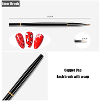 Ensemble de 3 pinceaux ronds en or noir pour nail art et manucure, pinceau rond pour nail art avec couvercle