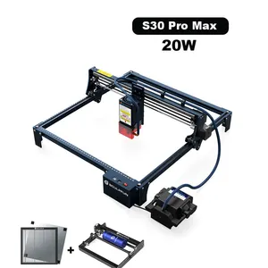 Máquina de gravação a laser s30 pro max 20w, sistema automático de gravação a laser com kit de rolo rotativo 400x400mm