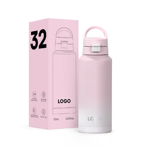 Bouteille d'eau sport sans Bpa design en acier inoxydable avec couvercle en paille - Product Image 6