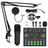 Kit de microphone à condensateur BM800 avec carte son V8, micro pour streaming en direct, multifonction, carte son, podcast, micro