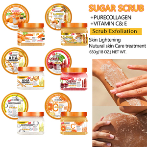 Productos para el cuidado de la piel Nature Organic Whitening Turmeric Body Scrub Etiqueta privada <span class=keywords><strong>Exfoliante</strong></span> Blanqueador Manteca de karité Azúcar <span class=keywords><strong>Exfoliante</strong></span> corporal - Product Image 6